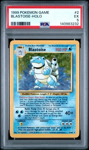 1999 POKEMON BASE SET UNLIMITED #2 BLASTOISE-HOLO PSA 5