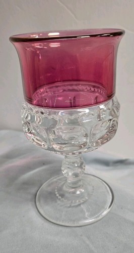 Set of Tiffin-Franciscan King's Crown Ruby Flashed Glass Goblet Cranberry Clear 