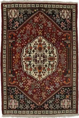 3'4X5 ft Handmade Wool Oriental Rug Tribal Design Small Foyer & Kitchen Carpet