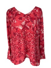 H by Halston Women's Blouse Sz 8 Long Sleeve Floral Baby Doll Peasant Flowy Boho