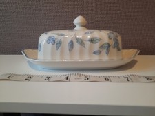 BHS Bristol Blue Butter Dish Rare Vintage Discontinued Fluted Floral Pattern VGC