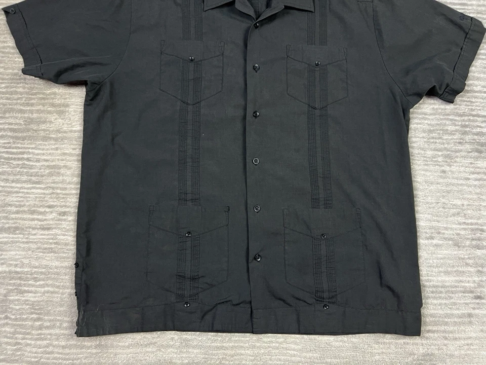 Viva Tropical John Henry Shirt Mens XL Black Hawaiian Button Up Pockets Casual - Image 3 of 4