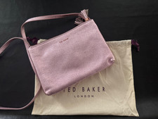 TED BAKER PINK LEATHER METALLIC CROSSBODY BAG