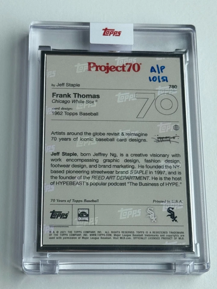 Topps Project 70 Frank Thomas 780 AP Silver Frame 10/51  Jeff Staple - Image 2 of 3