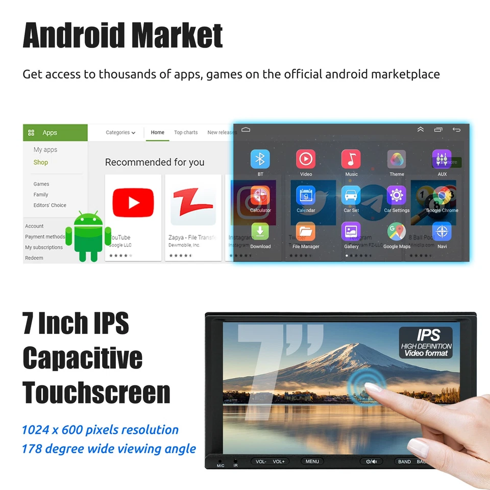 7" Apple CarPlay 4+64G Car Stereo 2DIN Touch Screen GPS Nav USB SWC BT FM+Camera - Image 4 of 4