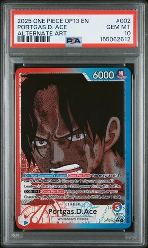 2025 One Piece OP13 EN Portgas D Ace Alternate Art #002 PSA 10 GEM MINT
