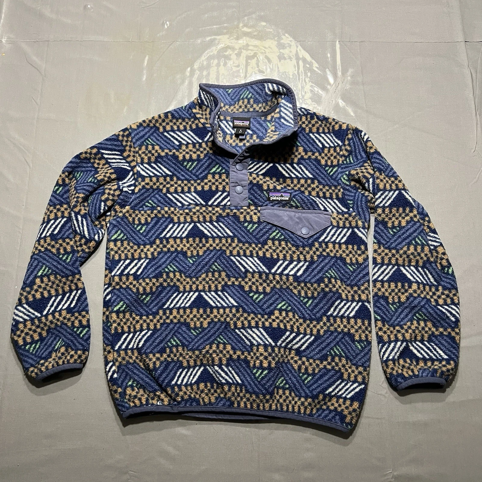 Patagonia Synchilla Snap-T Youth Small 7-8 Fleece Sweatshirt Jacket Geometric