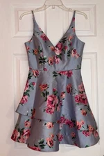 Teeze Me Women's Mini Dress Floral Ruffle Fit & Flare Sleeveless Size 5/6