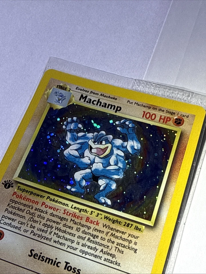 Pokémon TCG Machamp Base Set 8/102 Holo 1st Edition Holo Rare Sealed Comos 1999 - Image 3 of 4