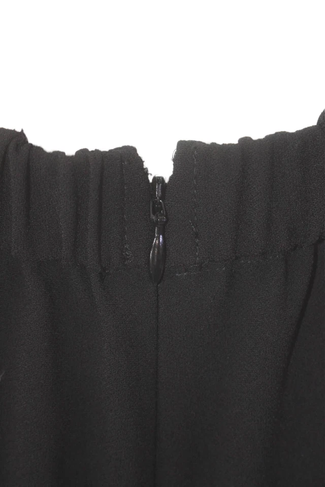 J Crew Womens Ruffled Short Sleeve Crew Neck Jumpsuit Black White Size 00 - Image 4 of 4