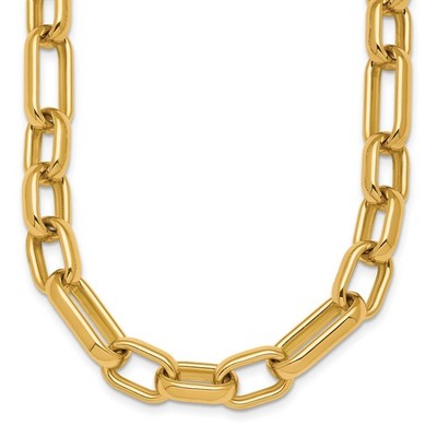 18K Yellow Gold Polished 10mm Oval Link Necklace 18'' 50.53g for Mom