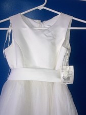 David s Bridal Ivory Flower Girl Dress - NEW w/tags - size 8 - bow sash - S1038