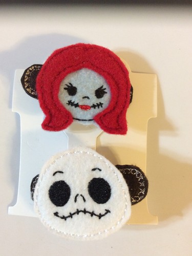 Halloween Metal Hair Clips Jack & Sally 2” X 2” New