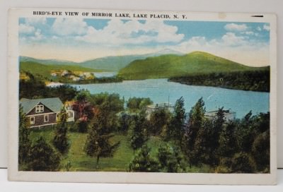 Bird's Eye View of Mirror Lake, Lake Placid N.Y. Postcard B3