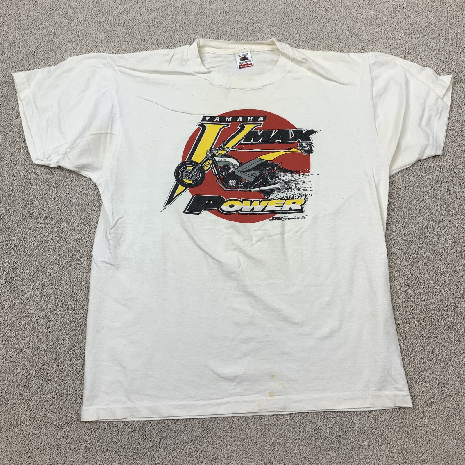 Vintage 90s Yamaha VMax Motorcycle Graphic T-Shirt Men's XL White Casual Tee