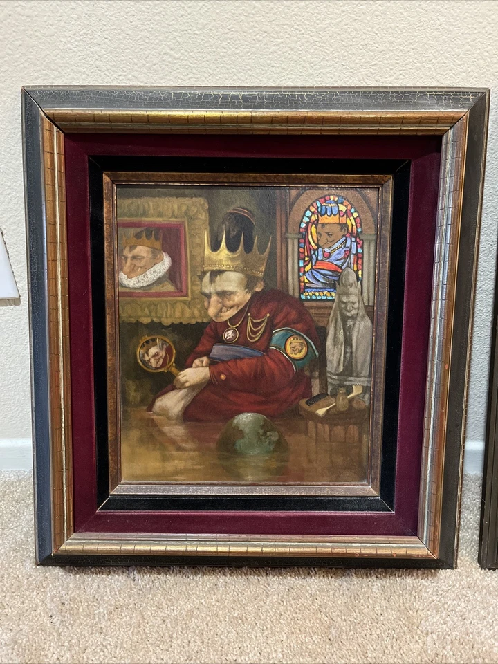 2 Original Vintage Original Modern Surrealist Oil Paintings, Charles BRAGG '60s - Image 2 of 4