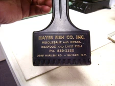 Vintage Snyder NY Hayes Fish Co. Ice Snow Window Scraper  w visor hook