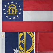 3X5 Georgia State Flag 210D Nylon Premium DOUBLE SIDED Embroidered Flag Banner
