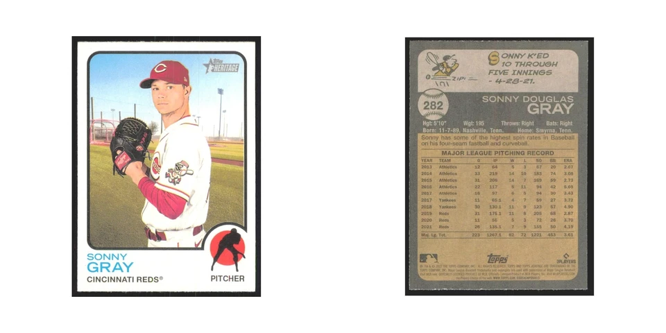 2022 Topps Heritage Sonny Gray Reds #282 - Image 3 of 3