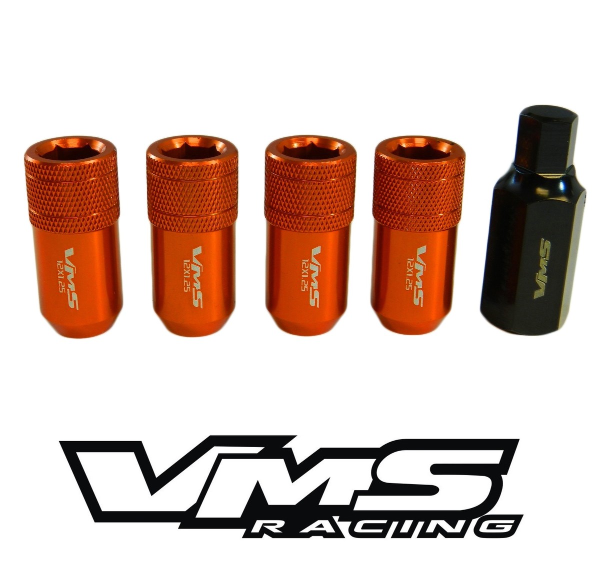 VMS RACING 20PC ORANGE 42MM HEX TUNER WHEEL LUG NUTS FOR 90