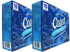 2 Pack Coast Refreshing Deodorant Bar Soap Classic Scent, 16 Bars, 4 oz Each