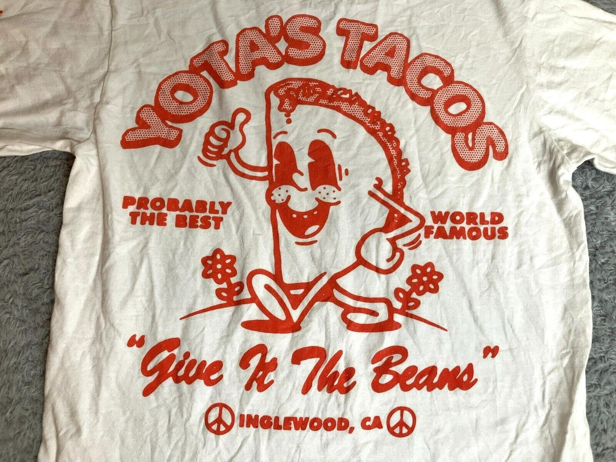 Donut Shirt Adult Small White Yota's Tacos Give it The Beans