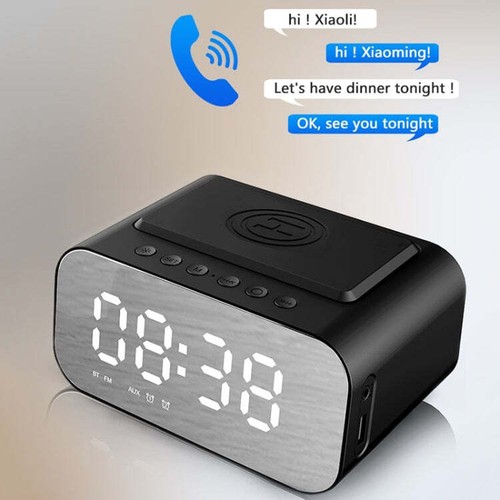 BT510 15W LED Clock Wireless Charging Bluetooth Speaker Multifunctional Smart Mi - Afbeelding 9 van 10