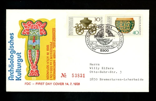 Postal History Germany FDC #1218-1221 SET OF 2 Archaeology Artifacts 1976