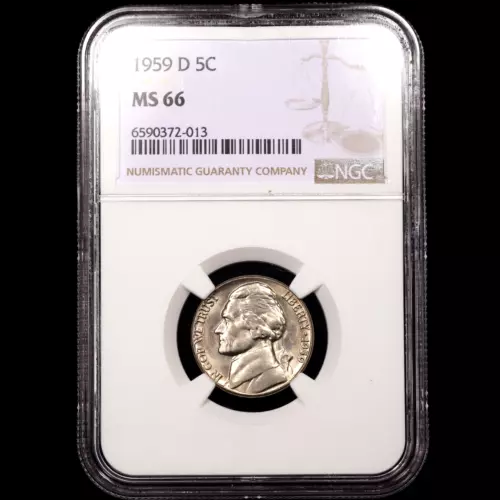 1959-D Jefferson Five Cent 5c - NGC GRADED MS66