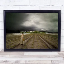 The Farm Creative Field Montages Woman Dress Watering Can Wall Art Print