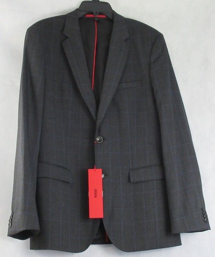 HUGO Hugo Boss Men's Regular-Fit Charcoal Plaid Suit Jacket, 40L / 40 Long - Picture 2 of 3