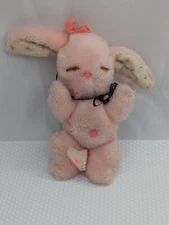 Russ Lullaby Pink Rabbit Sleepy Eyes 6 Inch 1970s Stuffed Animal Toy