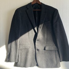 Kenneth Cole Wool Blazer 42L Pin Dot Textured Black Gray Vented Awareness