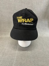 Vintage Winston Hat Cap Snap Back Black Nylon The Wrap Tobacco Cigarettes Mens