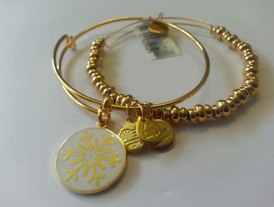 Alex and Ani SNOWFLAKE Charm Bangles Bracelets NWT BOX Rare 2015 Holiday Set 