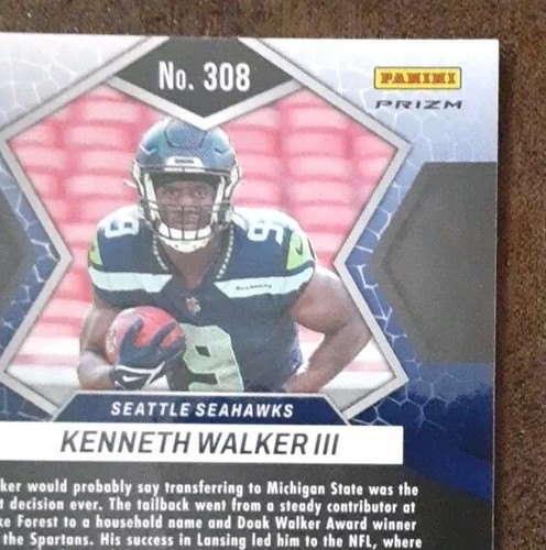 Kenneth Walker RC 2022 Panini Mosaic #308 Rookie Silver Prizm Seahawks. C2C - Imagen 3 de 3