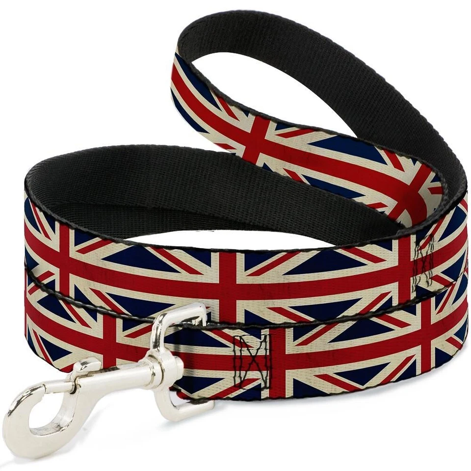 Correa con hebilla para perro pequeño gato bandera del Reino Unido Gran Bretaña Union Jack ligera 1/2"x4' Foto 3 de 3