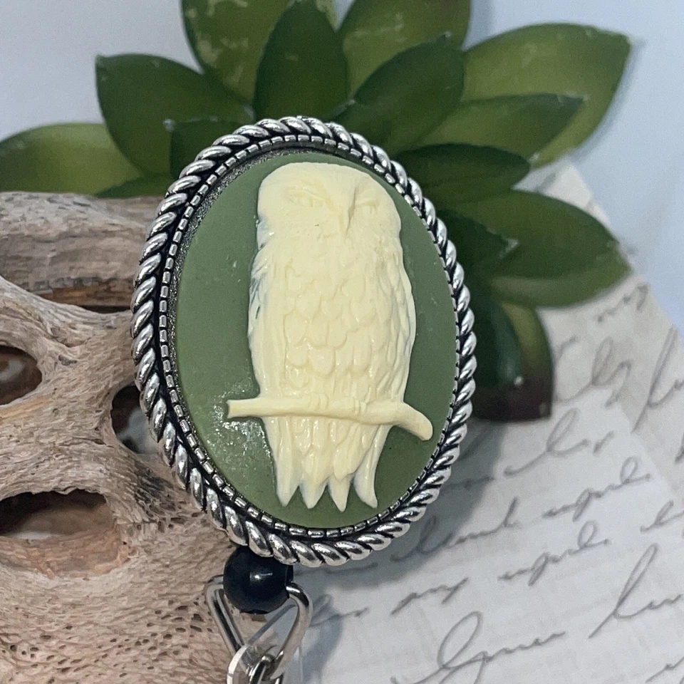 Mochila de regreso a la escuela Green Barn Owl carrete retráctil porta tarjeta de identificación Foto 4 de 4