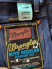 VTG 70s NEW BOYS 10 KIDS 25 X 25 DARK DENIM WRANGLER STRAIGHT LEG JEANS PANTS