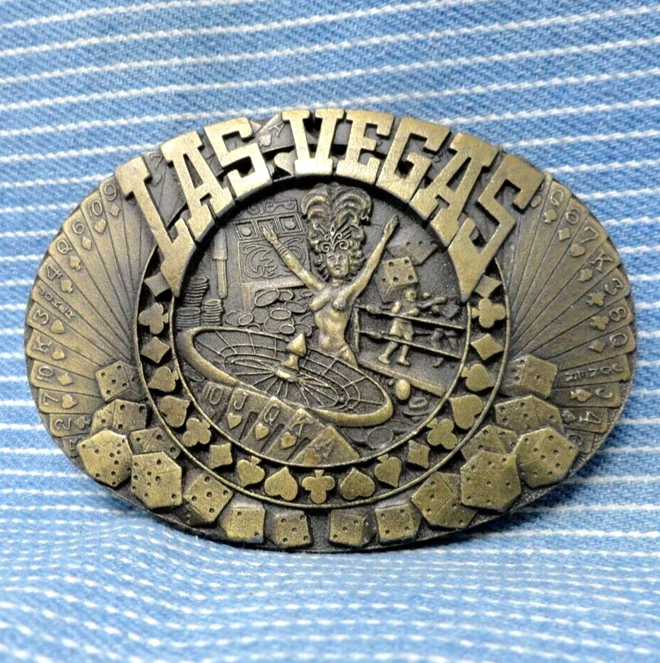 Tarjetas de dados de boxeo con hebilla de cinturón de Las Vegas Showgirl jugador de colección años 80 PBB SFCA.GTA797 Foto 2 de 4