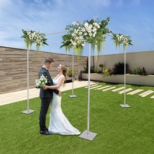 Adjustable Height 4 Post Backdrop Stand Kit, 10ft 4 Post Chuppah Canopy, Tele...