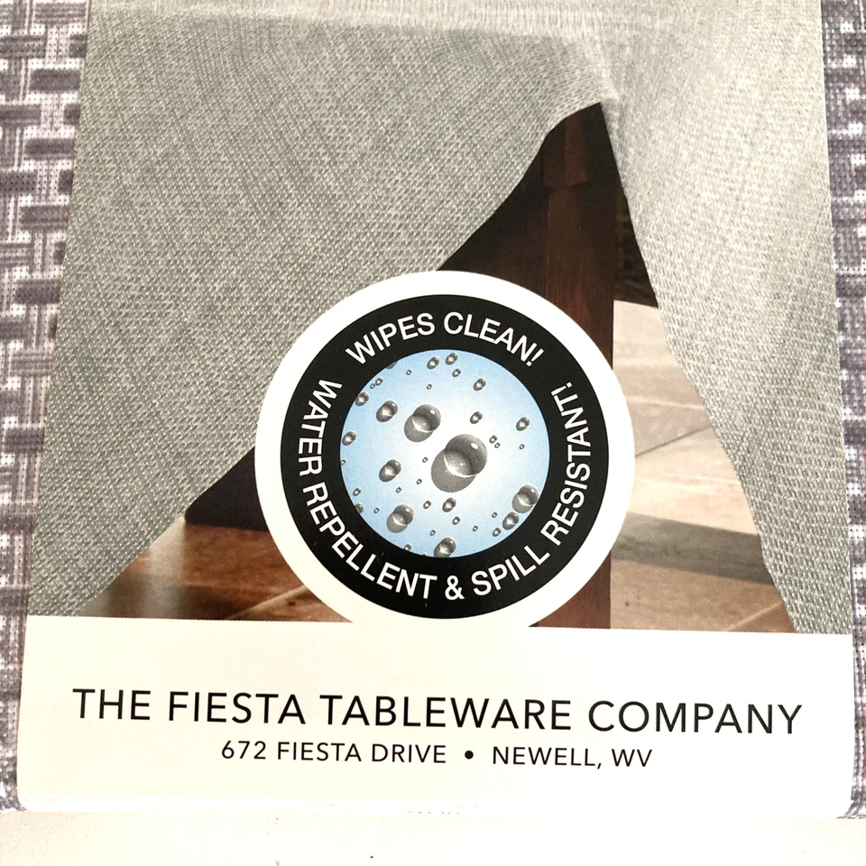 Fiesta Indoor Outdoor Fabric 70” Round Tablecloth Taupe White Basket Weave NWT - Image 3 of 4