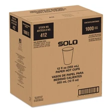 SOLO 412RCNPLANET 12 oz Paper Hot Cups - White/Blue (1000/CT) New