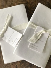 POTTERY BARN 1000 THREAD COUNT 100% COTTON SATEEN WHITE EURO PILLOW SHAM PAIR