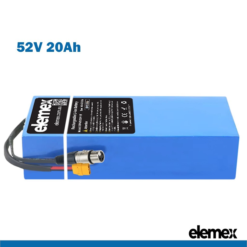 52V 20Ah eBike RECTANGLE Lithium Battery Pack 60A BMS Bluetooth