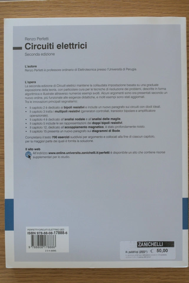 Circuiti Elettrici Renzo Perfetti Zanichelli Seconda Edizione - Immagine 2 di 2