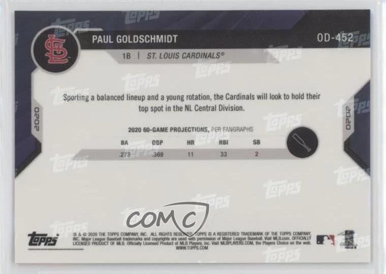 2020 Topps Now Road to Opening Day Summer Camp /3628 Paul Goldschmidt #OD-452 - Image 2 of 2