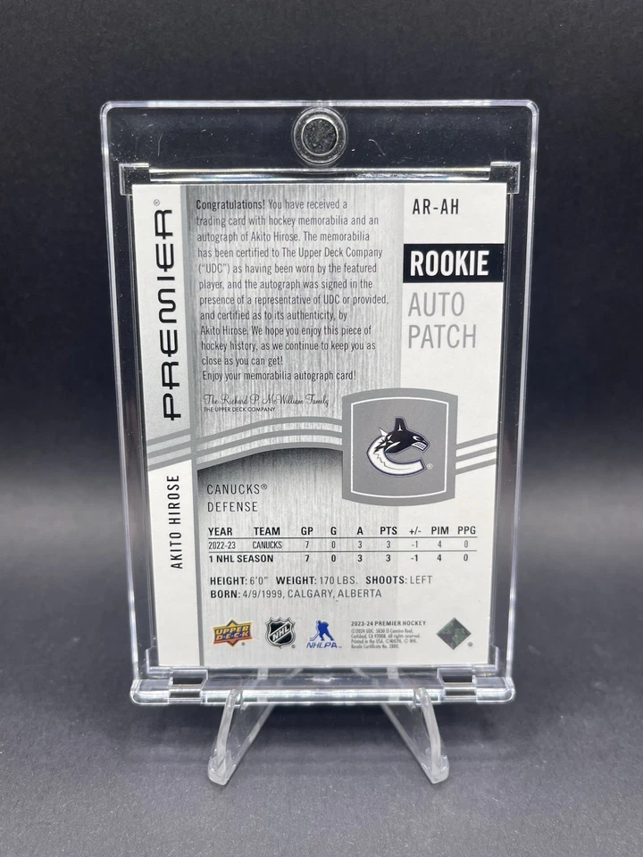 2023-24 Upper Deck Premier Acetate Rookie Auto Patch #AR-AH Akito Hirose /249 - Image 2 of 2