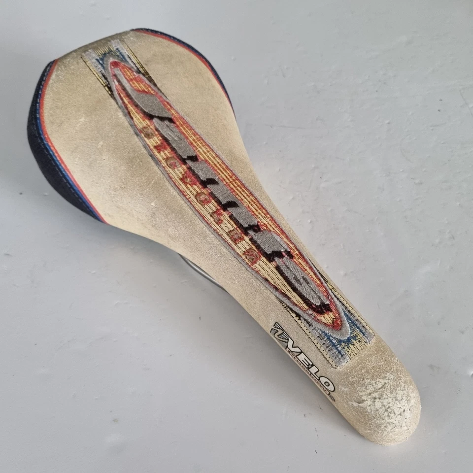 Jamis Saddle Velo Crossbow Ti rails Bicycle Seat white black blue red retro bike - Image 3 of 4