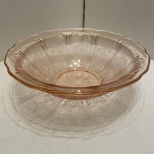 Vtg Jeannette Pink Depression Glass Large Berry/Fruit Bowl Cherry Blossom Patern